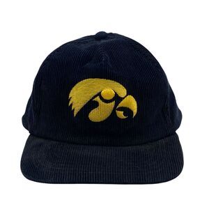 VTG Sports Souvenirs Iowa Hawkeyes Black Corduroy Snapback Hat Embroidered‎